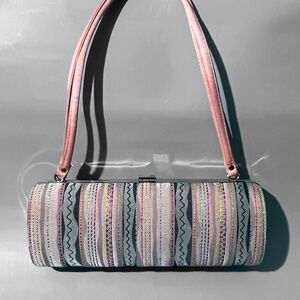 Pink Stitched Barrel Bag